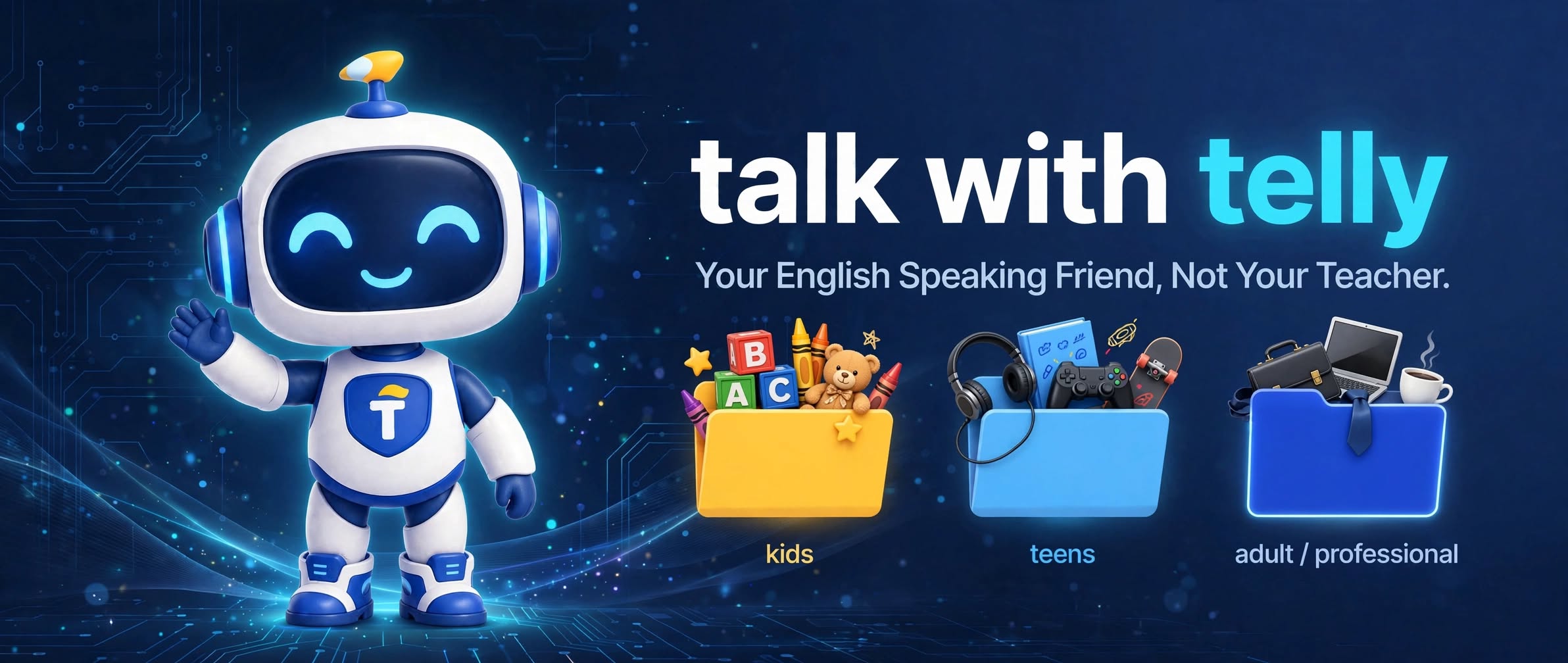 Anak-anak berbicara dengan Telly, AI Speaking Partner
